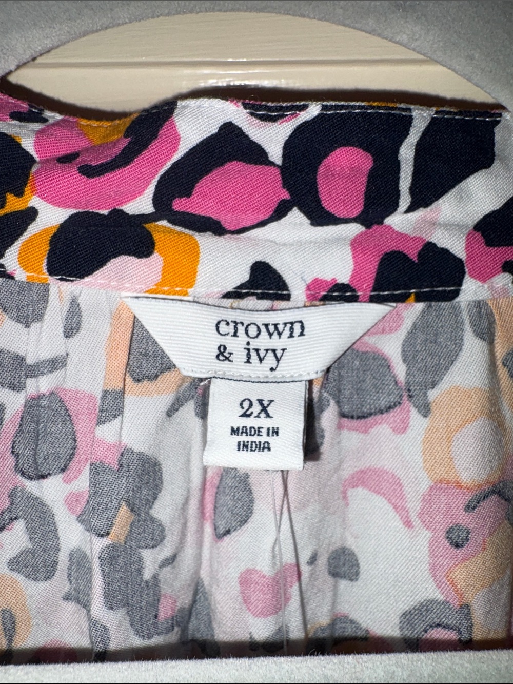crown & ivy Pink Navy Orange Animal-Print Midi Dress with Tassel - Picture 6 of 6